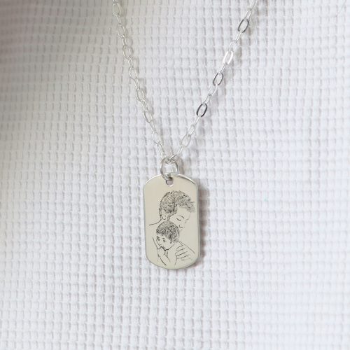 Collar rectangular militar grabado en plata 950 para caballero