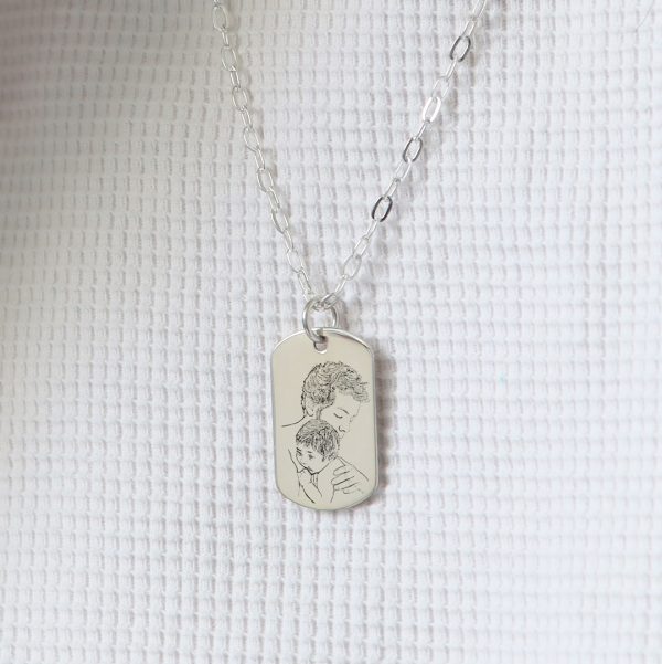 TESORA0006 Collar rectangular militar grabado en plata 950 para caballero