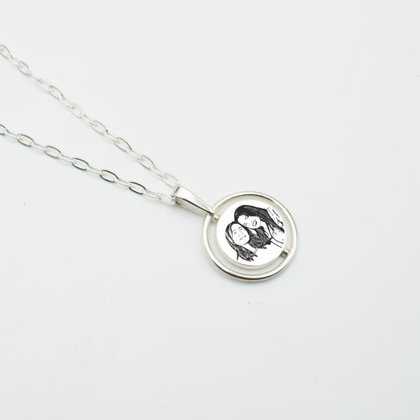 TESORA0009 Collar giratorio grabado en plata 950 para caballero
