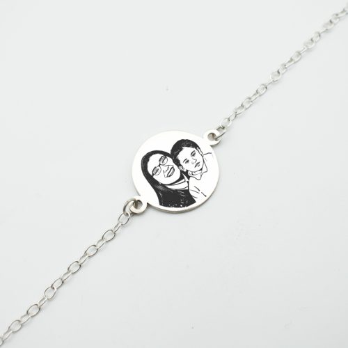 Pulsera circular grabada en plata 950 para caballero