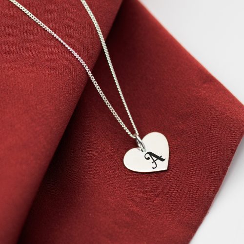 Collar inicial corazón o circular en plata 950 para dama