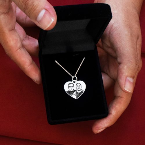 Collar corazón grabado en plata 950 para dama