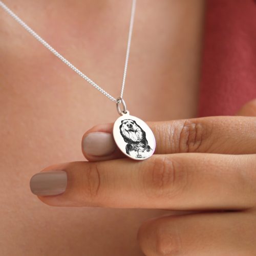 Collar oval grabado en plata 950 para dama
