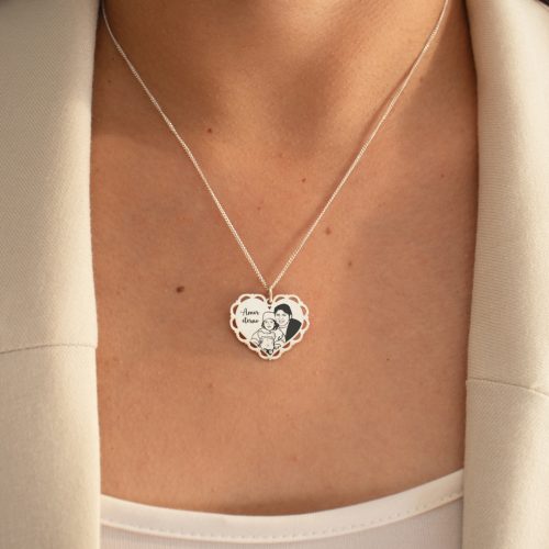 Collar corazón blondie grabado en plata 950 para dama