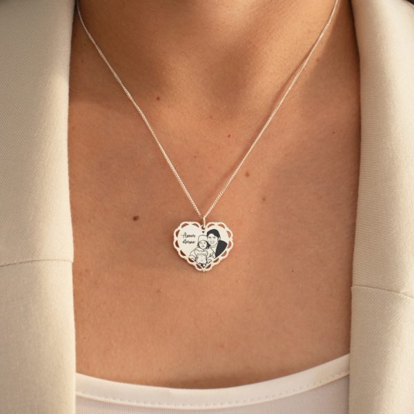 TESORA0031 Collar corazón blondie grabado en plata 950 para dama