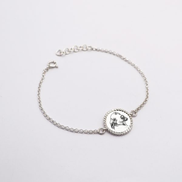 TESORA0039 Pulsera circular bordeada grabada en plata para dama