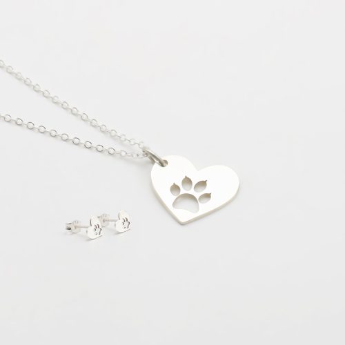Conjunto Corazón con huella (arete y collar)