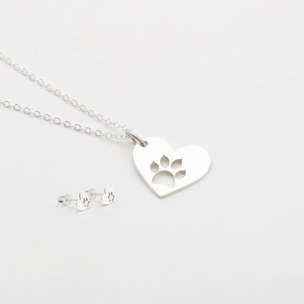 TESORA0051 Conjunto Corazón con huella (arete y collar)